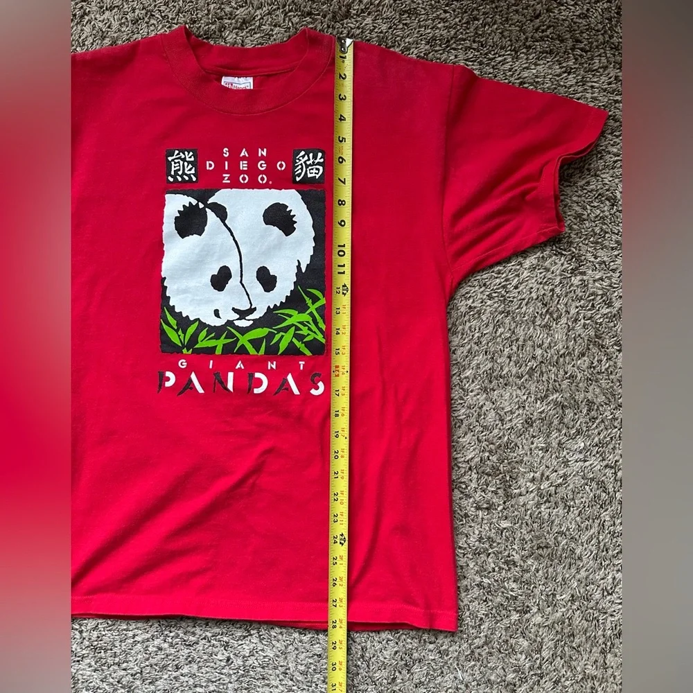 San Diego Zoo Giant Pandas Shirt Mens Large Vintage HANES BEEFY Red - Picture 5 of 5